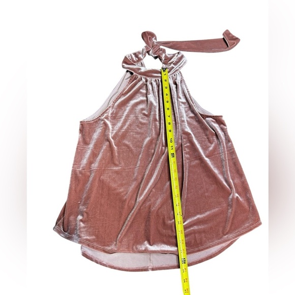 Gipson Women's light pink velvet blouse with bow at the back of the neck, size L - Picture 5 of 13